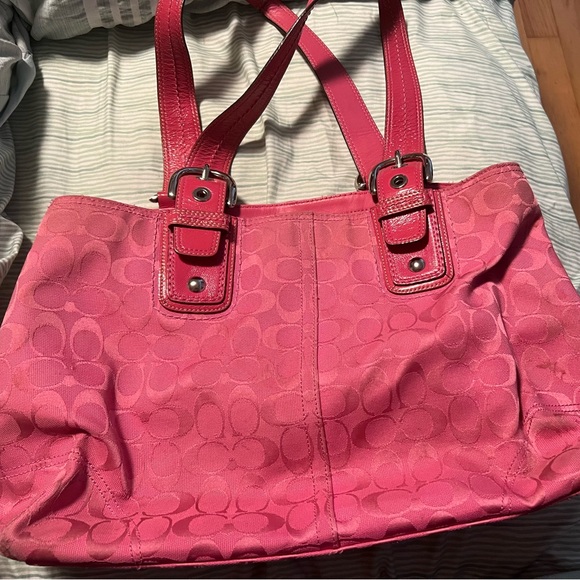 Like new - beautiful pink coach bag. Used a few times - Picture 1 of 3